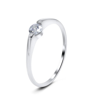 Round CZ Stone Silver Rings CSR-402